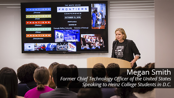 Former US CTO Megan Smith speaks to Heinz College DC students